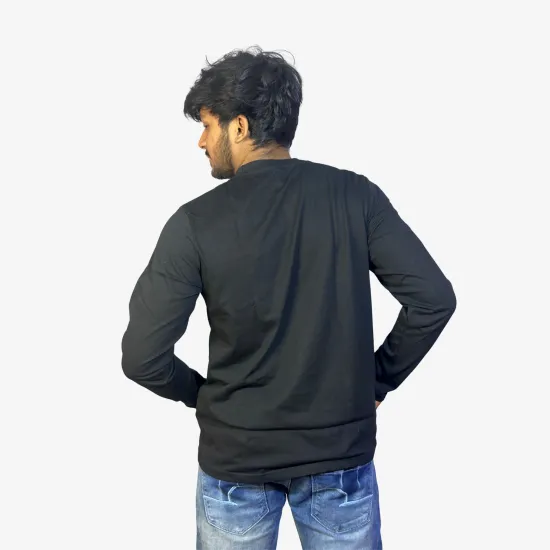 Men's Black Full Sleeve Sweatshirt | Premium Cotton Round Neck Casual Regular Fit
